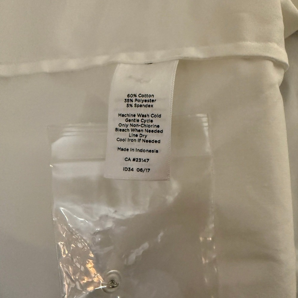 Talbots Blouse Women's 2X White Bow Detail 3/4 Bell Sleeve Pearl Button Coquette - Picture 9 of 9